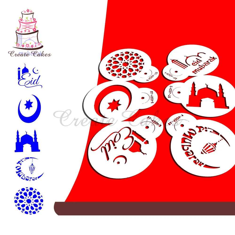 Пластиковые трафареты для украшения торта Eid Mubarak боковые краски инструменты