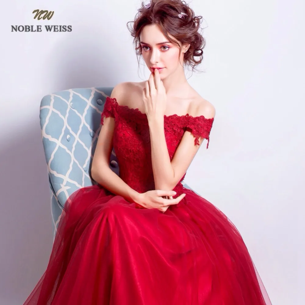 NOBLE WEISS, сексуальное вечернее платье, длина до пола, а-силуэт, темно-красное кружево, тюль, Robe De Soiree, на шнуровке, на спине, платья для выпускного вечера