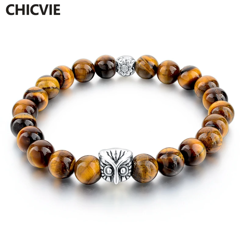 CHICVIE тигровый глаз бусины натуральный камень Шарм Браслеты и браслеты для женщин