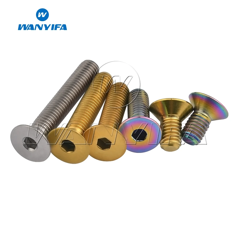 Wanyifa Titanium Bolt M5 x10 12 15 20 25mm Flat Countersunk Head Hex Socket Screw