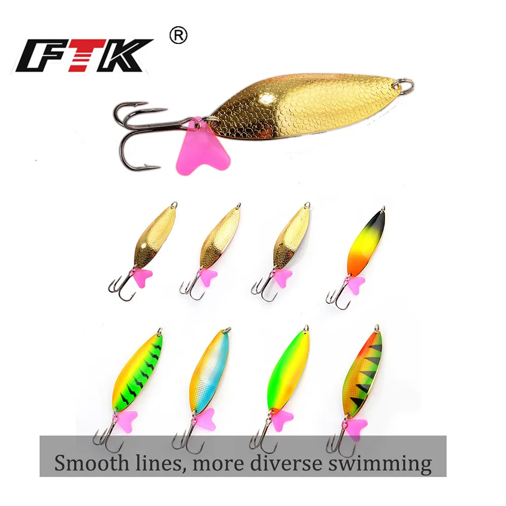 FTK приманка в виде ложки 1 шт. 8 цветов 30 г/32 г/40 г с тройным крючком Mustad 35647-BN