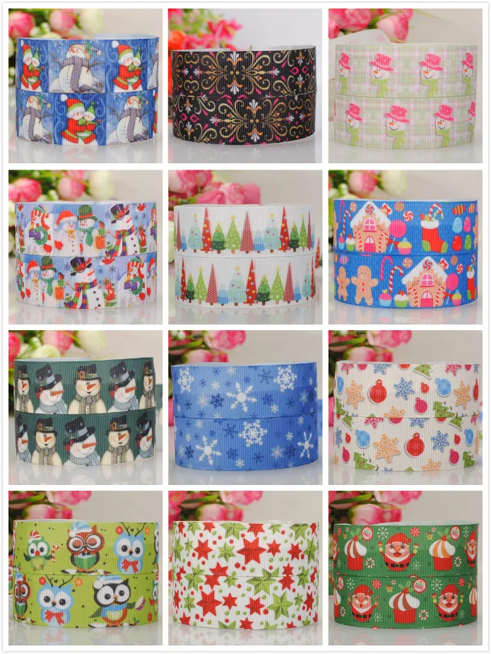 

Merry Christmas Day printed grosgrain ribbon sales 5/10/20 yards 22/25mm for crafts decoration random delivery