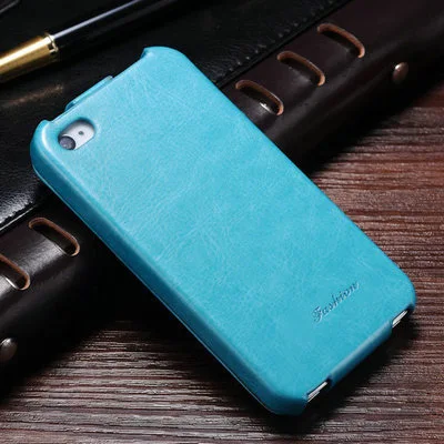 light blue for 4 4s Роскошный ретро флип-кейс из искусственной кожи для iPhone 4 4s, роскошная задняя крышка с модным логотипом, черного, коричневого, розового цветов от YOTONE - Цвет: light blue for 4 4s