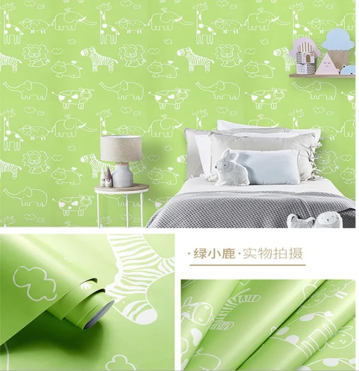 

3D green interior decoration simple design wall sticker pvc wallpaper papel de parede in Small Roll Size 0.45*10m for bedroom