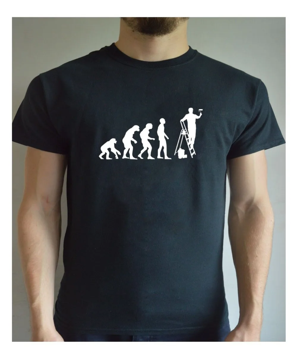 

2019 Summer for Men Short Sleeve Cotton Printed Evolution - Painter Painting Christmas Present Joke Funny T Shirt Sayings