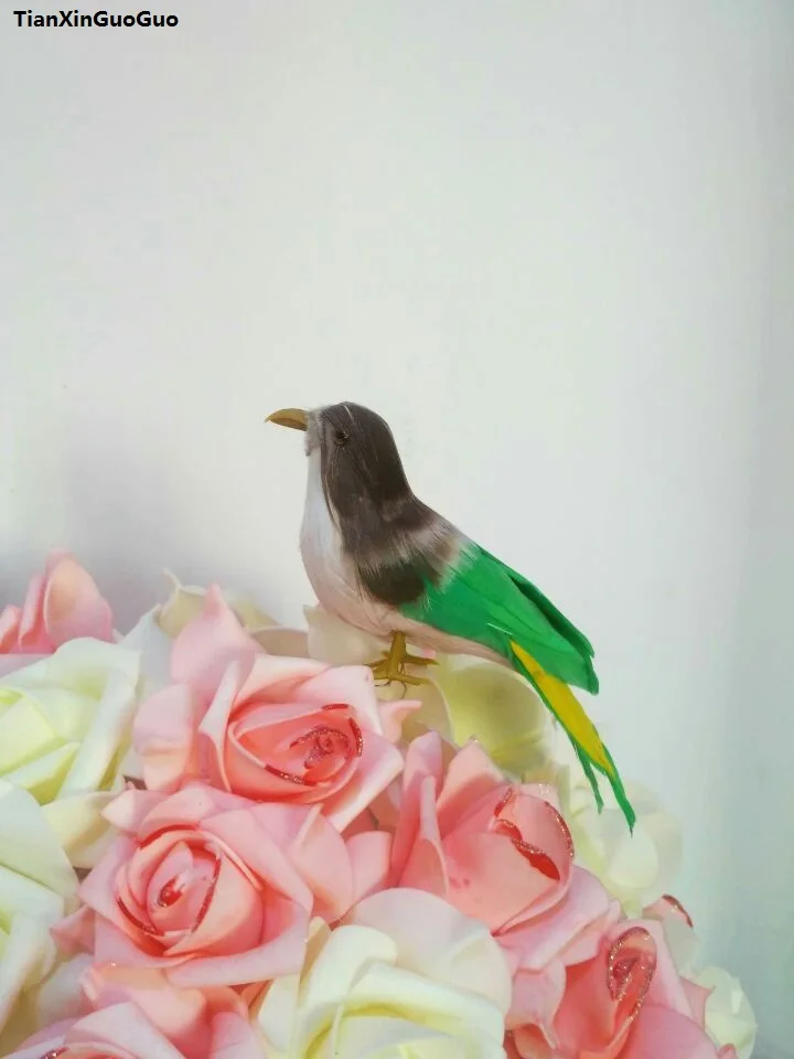

simulation bird hard model about 12cm foam&feathers beautiful bird prop,home garden decoration gift s1261
