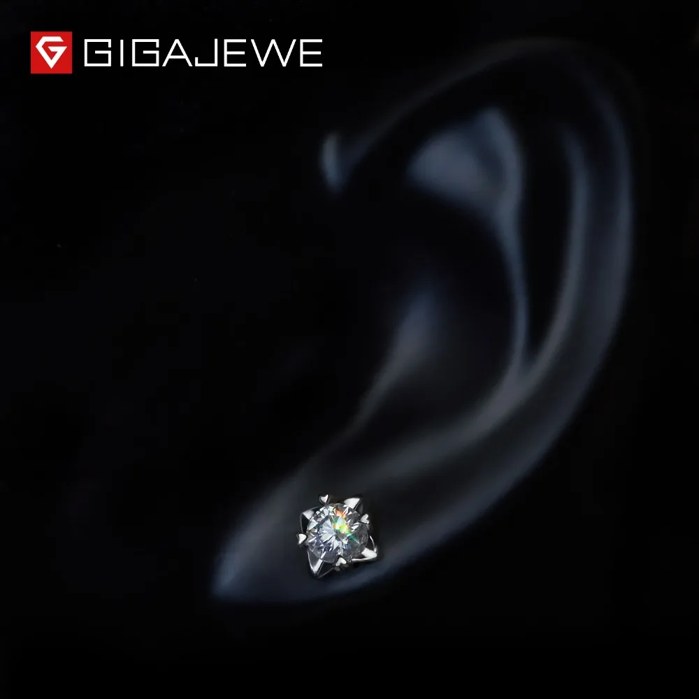 Серьги GIGAJEWE VVS1 с муассанитом желтые/зеленые/F круглые ювелирные украшения из