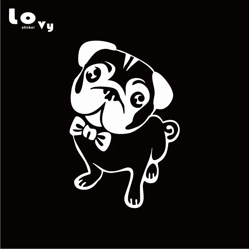 Lovely Pug Dog Vinyl Car Sticker Cartoon Animal Decal for Window Door Body Decoration CA0290 | Автомобили и мотоциклы