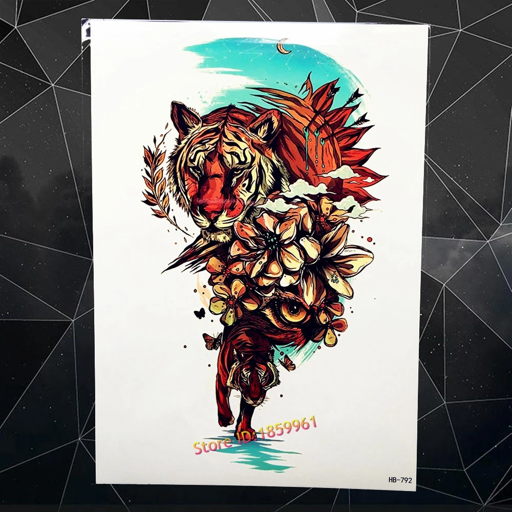 Водонепроницаемый сексуальный временный тату с 3D изображением ветви дерева и пионов из Китая, фальш-наклейки размером 21х15 см, искусство тела в акварельной технике, паста для татуировок.