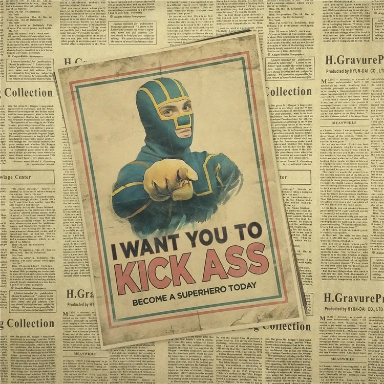 Kick ass постер из фильма постеры наклейки ретро крафт-бумага декоративная роспись