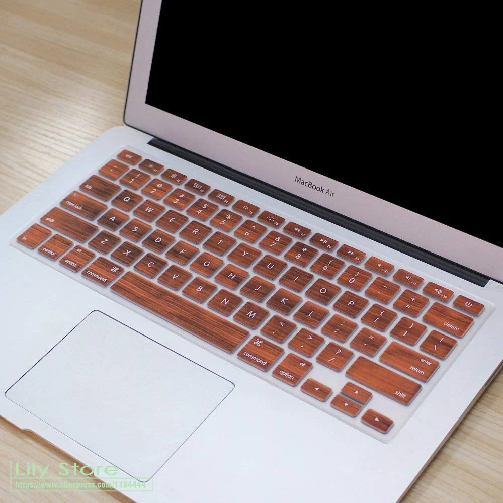 Твердая Текстура дерева Клавиатура Обложка силиконовая кожа для MacBook Air 13 3 Pro 15 с