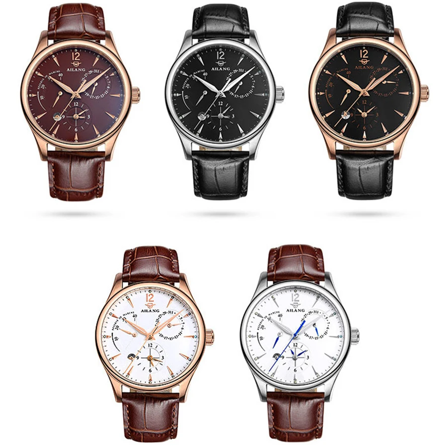 

AILANG Men Automatic Mechanical Watch Fashion Casual Leather Military Sport Luxury Brand Multifunction Watches Relogio Masculino