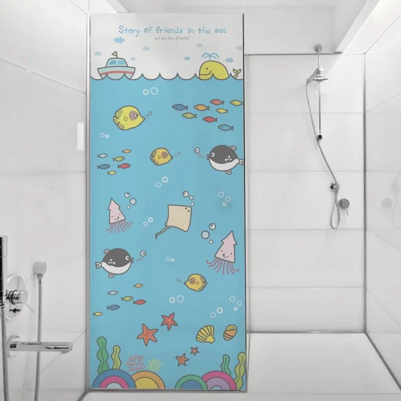 

Customized Privacy Window Film Ocean World Children's room Glass Sticker Static bathroom door Glue-free sunscreen Opaque Decal