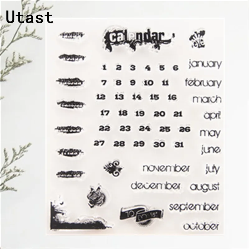 Прозрачные силиконовые штампы с цифрами на календарный месяц прозрачный