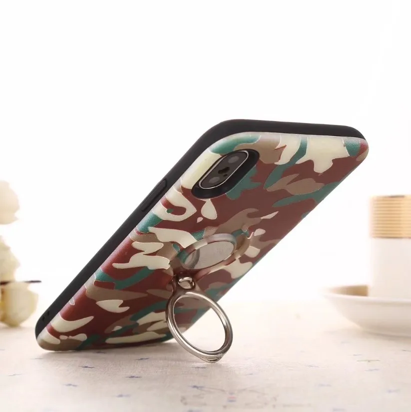 3D камуфляж Kickstand автомобиля магнит магнитное кольцо чехол для iPhone X 6 S 7 8 плюс