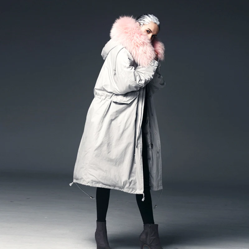 Большой натуральный мех енота 2018 Новая высококачественная зимняя куртка женская
