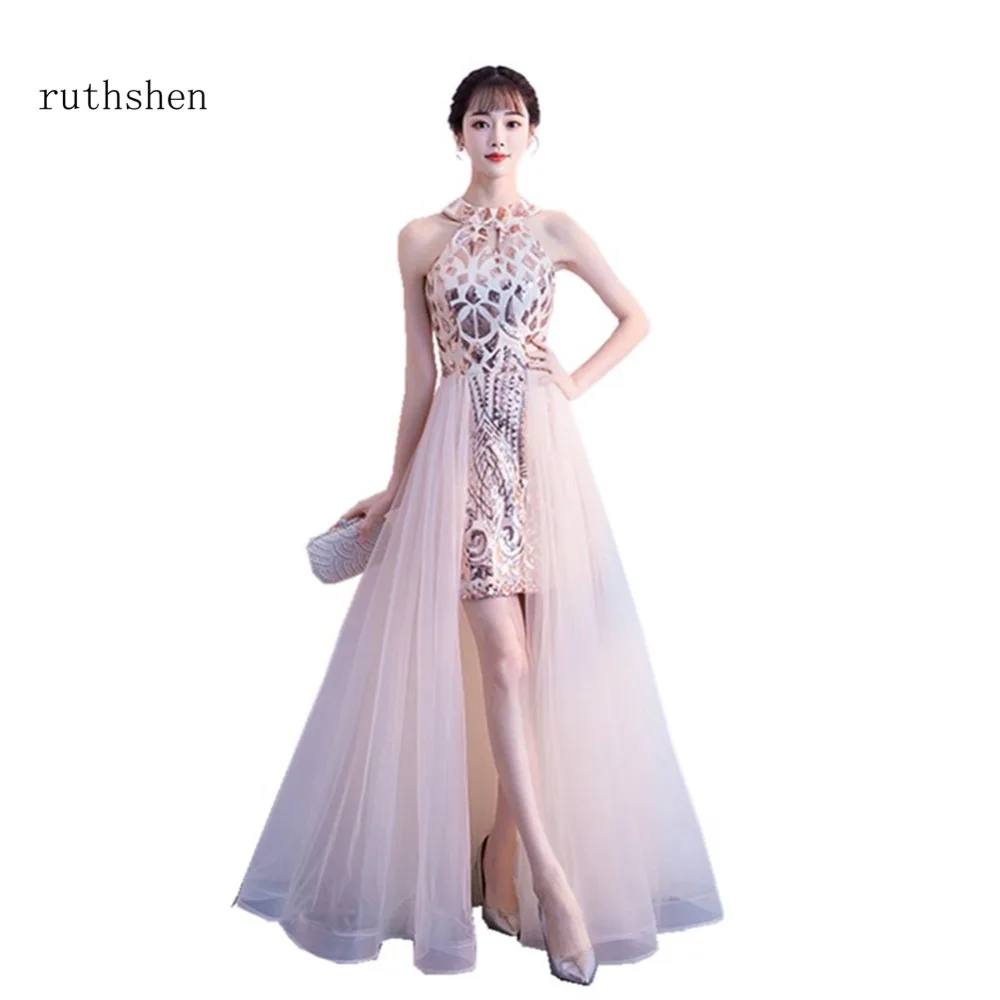 Ruthshen пикантные Выпускные платья без рукавов длиной до пола Короткое коктейльное