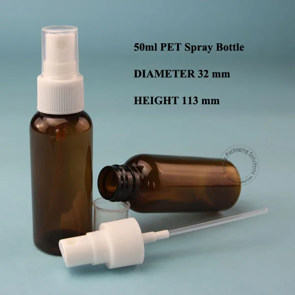 Оптовая продажа 100 шт./лот пластиковая пустая бутылка 50 мл янтарная ПЭТ