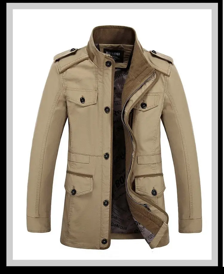Бренд L 6XL, новинка, мужская повседневная куртка со стоячим воротником, Осенняя мода, тонкая, вымытая, хлопковая, длинная куртка, пальто, мужская верхняя одежда, BF5806