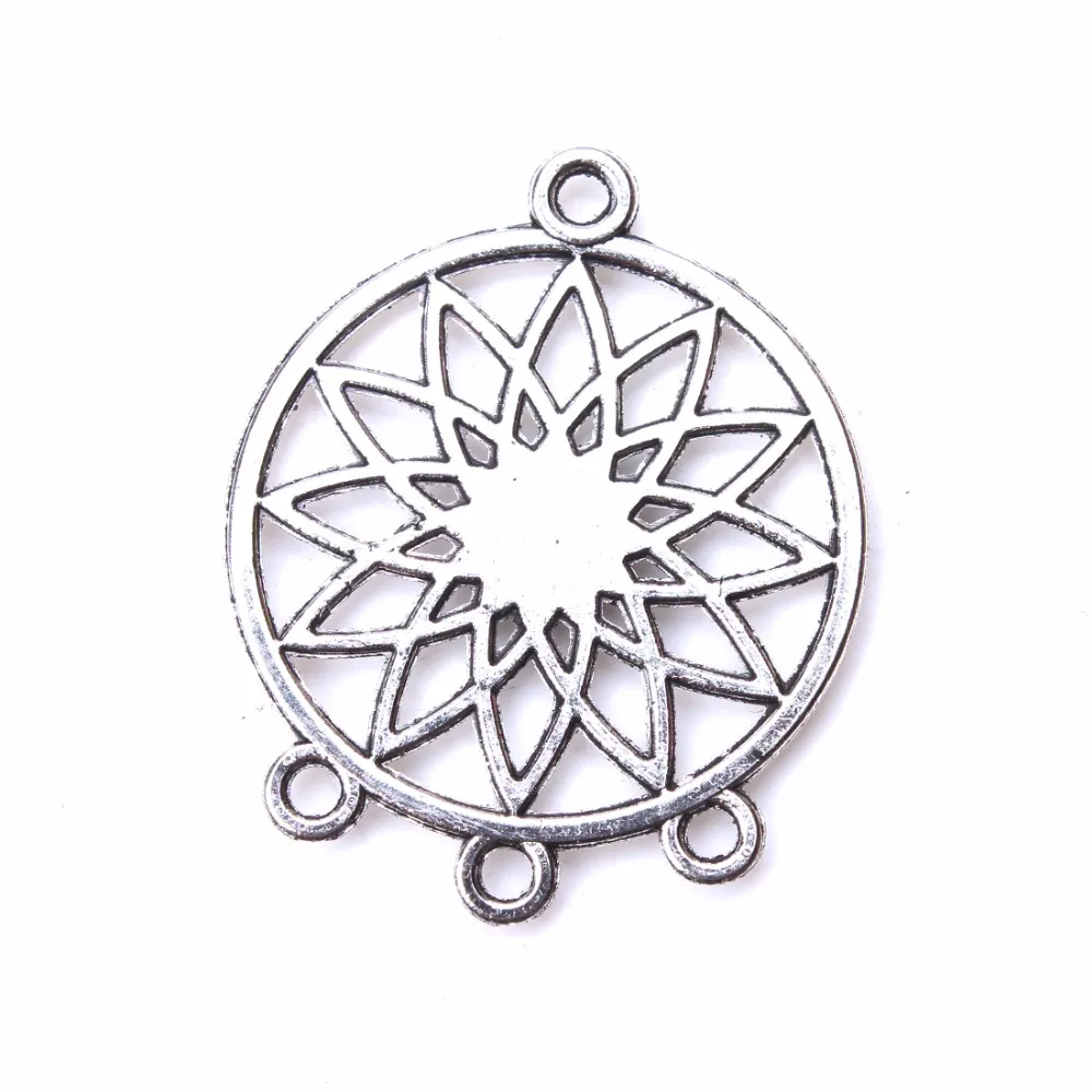 10 шт./лот 33*26 мм трендовая выдолбленная подвеска в виде цветка античный