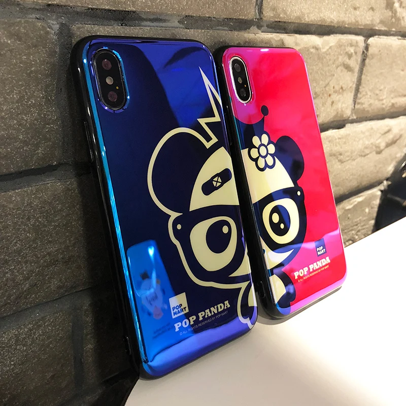 Милые медведь пары чехол для iPhone х Мягкий глянцевый синий свет печатных Носки с