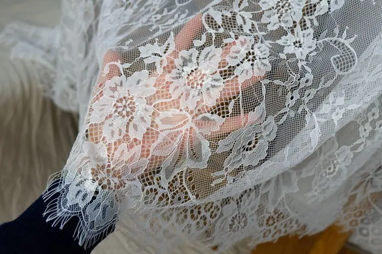 150 см ширина высококачественная одежда сетка цветок ресницы кружевная ткань DIY свадебная вуаль платье аксессуары