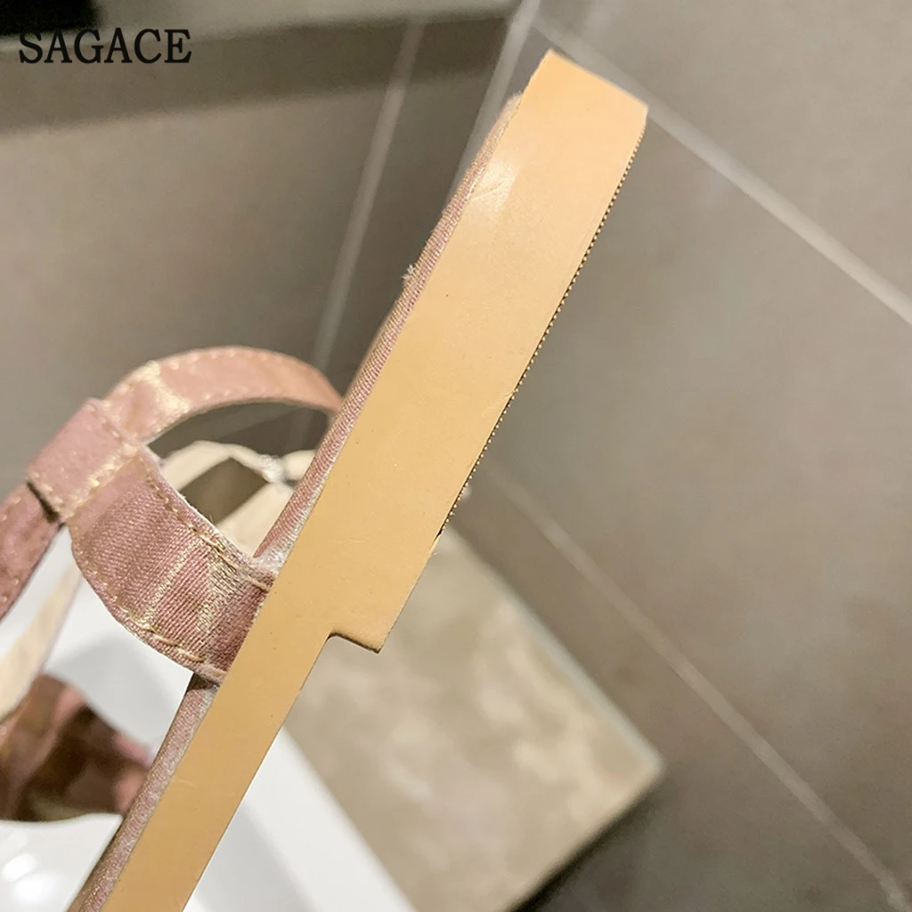 SAGACE Модные женские уличные летние стразы на плоской подошве без шнуровки с
