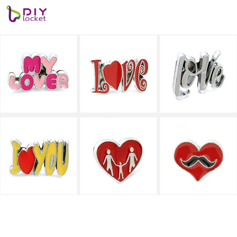 10 шт. Красивые 8 мм Подвески Love Slide из цинкового сплава с сердечками подвески