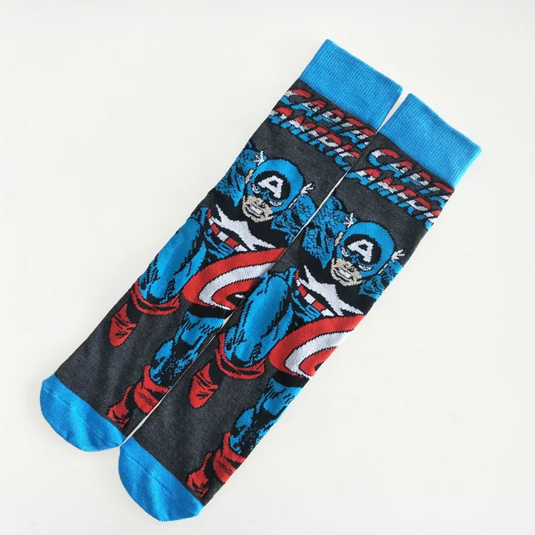 Тор Для мужчин Носки по мотивам Комикса Marvel с изображениями супергероев аниме рисунком Железный человек Капитан Америка "Халк", "соколиный глаз для мальчиков с рисунком «Человек Компрессионные носки для экипажа - Цвет: 3