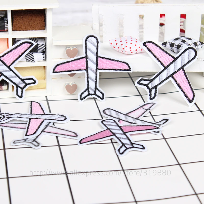 20 шт./лот 5 3*7 3 см розовый патч в виде самолета щенков вышивка нашивки для одежды