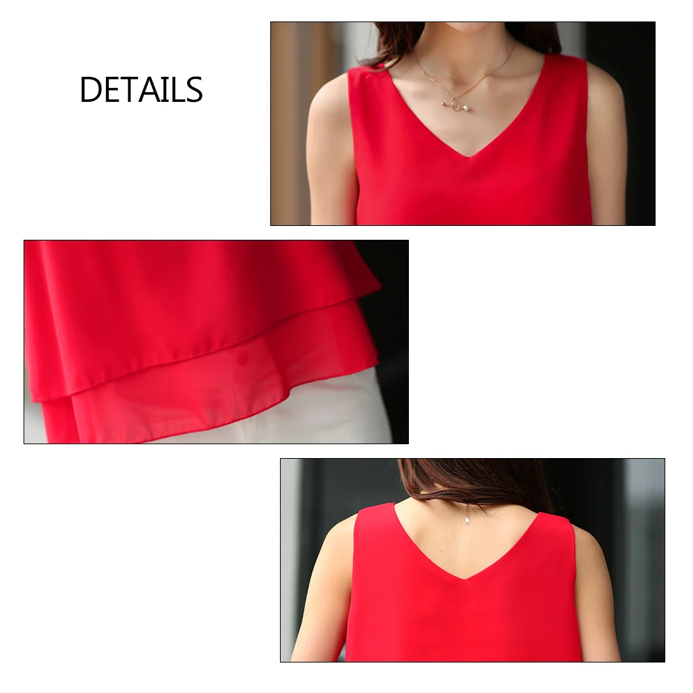 Женские шифоновые блузки сплошного цвета летние свободные дышащие топы с v