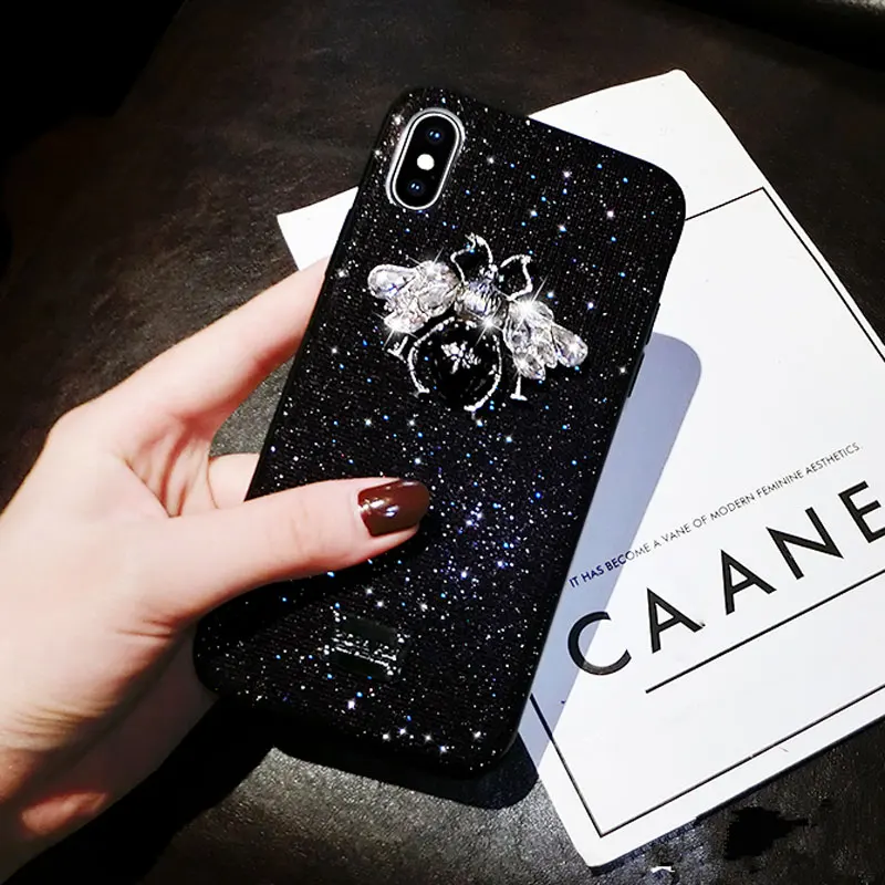 Шикарный Блестящий чехол для телефона iPhone 6 6s 7 8 Plus X XR XS Max модный бренд 3D Bee