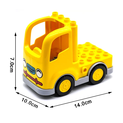 Mini yellow truck Модель автомобиля самолет большие строительные блоки вертолет Перевозки грузовик бульдозер Совместимость Duploe рисунок автомобиля набор кирпичи BoyToy подарок - Цвет: Mini yellow truck