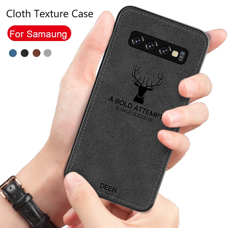 Cloth Texture deer case for samsung galaxy S10e S10+ S10 lite light S9 S8 plus S7 edge back cover copue Soft TPU Shockproof |