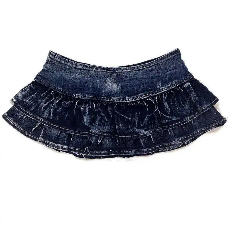 Denim Micro Mini Skirts Crotch Thong Detail Jeans Skirts Sexy Tight for Female Temptation Disco/Pole Dance Hotpants Clubwear image 2