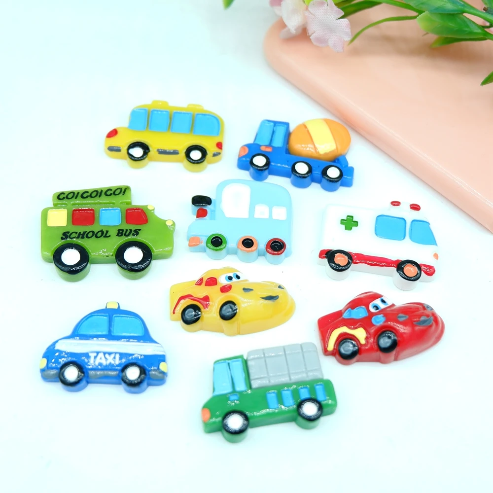 Kawaii Car School bus скорая помощь изделия из смолы плоские ресницы Кабошон для волос
