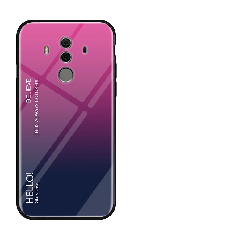 Rose Pink Для huawei mate 10 Pro Чехол с градиентом из закаленного стекла жесткий чехол для телефона для huawei mate 10 Pro противоударный чехол для задней панели mate 10 Pro Shel - Цвет: Rose Pink