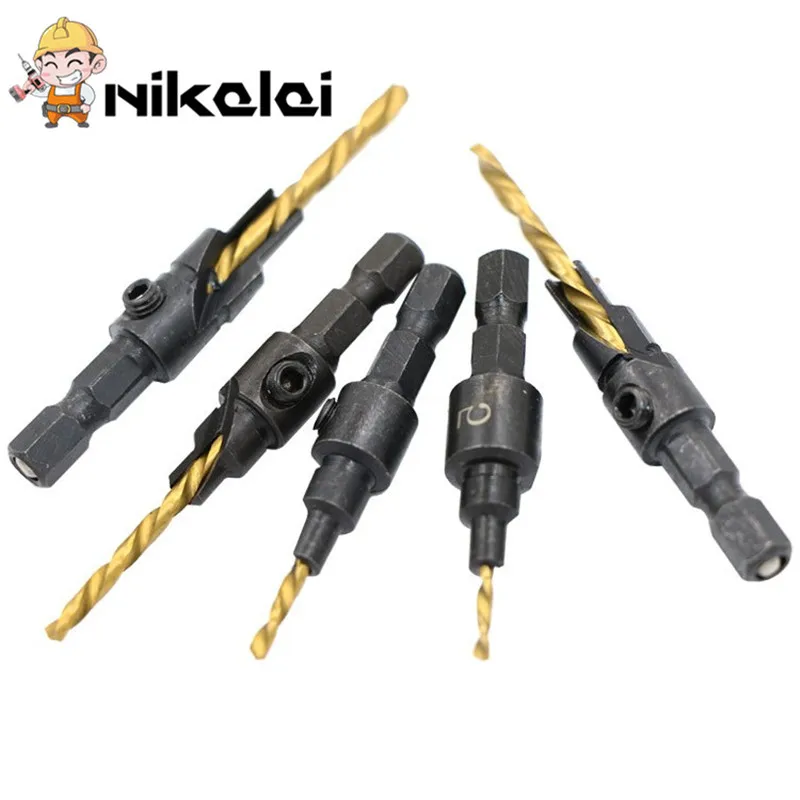 Набор зенкеров из быстрорежущей стали 5 шт. Быстросменные резьбовые насадки с