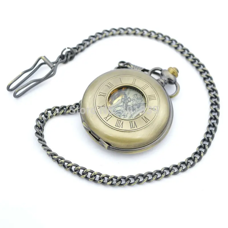 H187 бронзовые мужские часы с каркасом выгравированные ручные механические