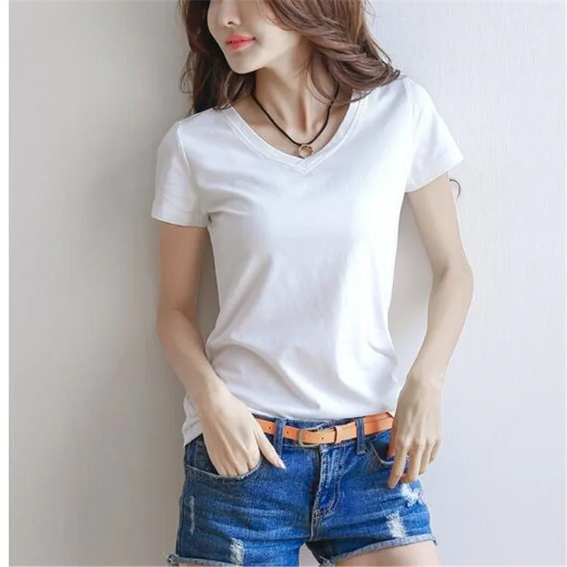 Новинка весна лето женская тонкая футболка белая черная рубашка с коротким