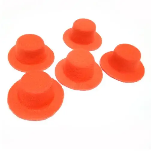 orange 100 шт./лот, вечерние мини-шляпы из фетра для куколки, аксессуары для волос, самодельная мини-шляпа 4 см, BJD, кукольная шляпа - Цвет: orange