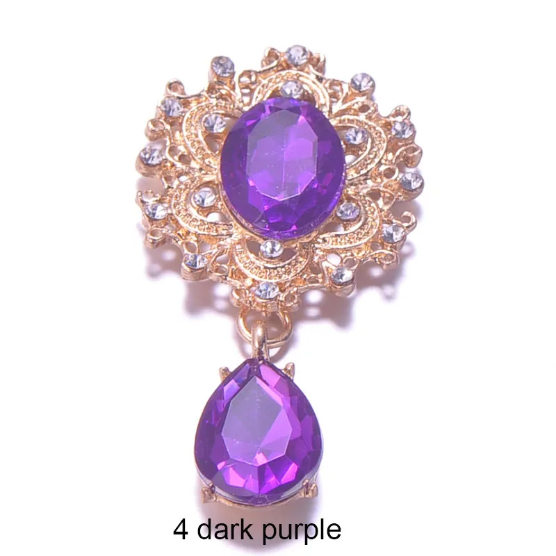 4 dark purple J0667) 29 мм x 57 мм металлические стразы на пуговицах, светильник с золотым покрытием, с плоской задней частью, 16 цветов на выбор, 100 шт./лот - Цвет: 4 dark purple