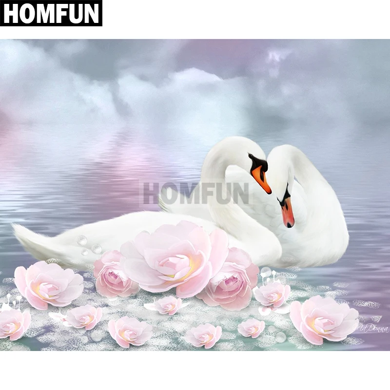 HOMFUN полный квадрат/круглая дрель 5D DIY Алмазная картина &quotЛебединое озеро&quot