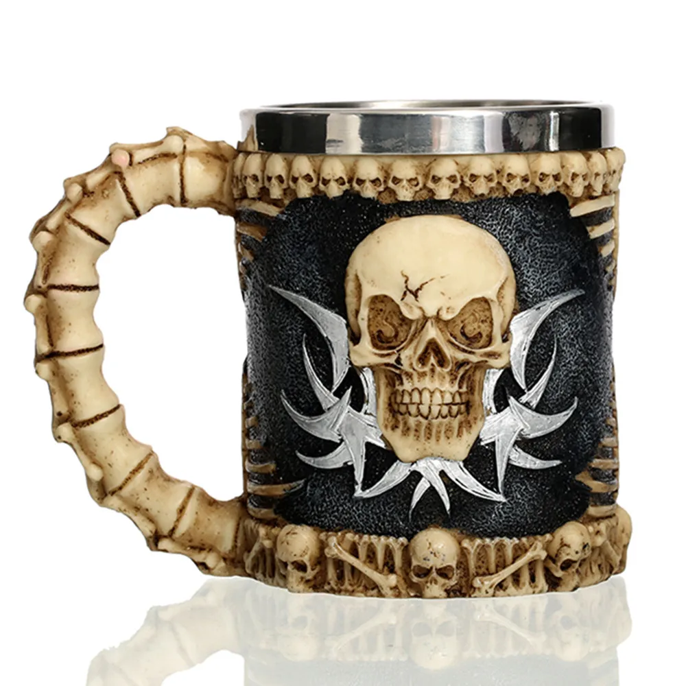 3D кружка в виде черепа из смолы нержавеющая сталь Ретро стиль кофе чай пиво