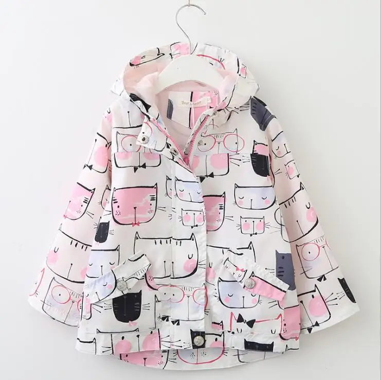 2019 новая весенняя одежда Kids'Outerwear Рисунок котенка забавная мордашка с принтом