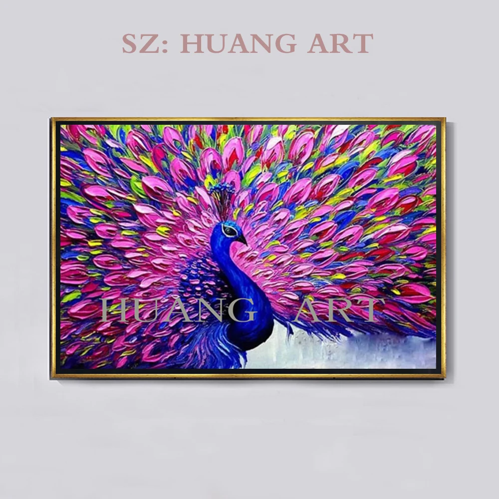 Красивое животное масляная живопись нож Павлин создание больших фотографий зал