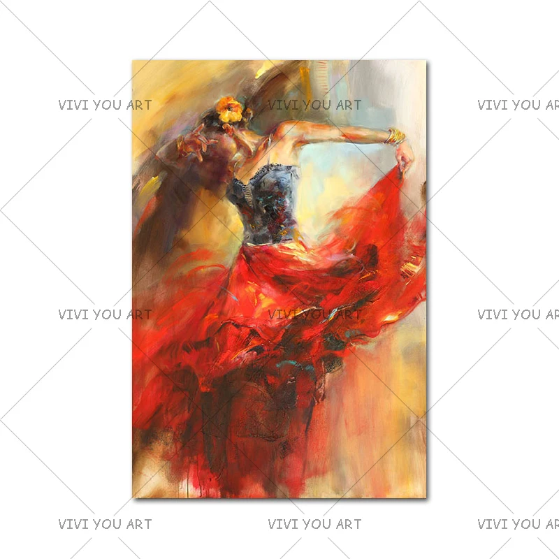Оптовая продажа Испанский танцор картина маслом ручная роспись