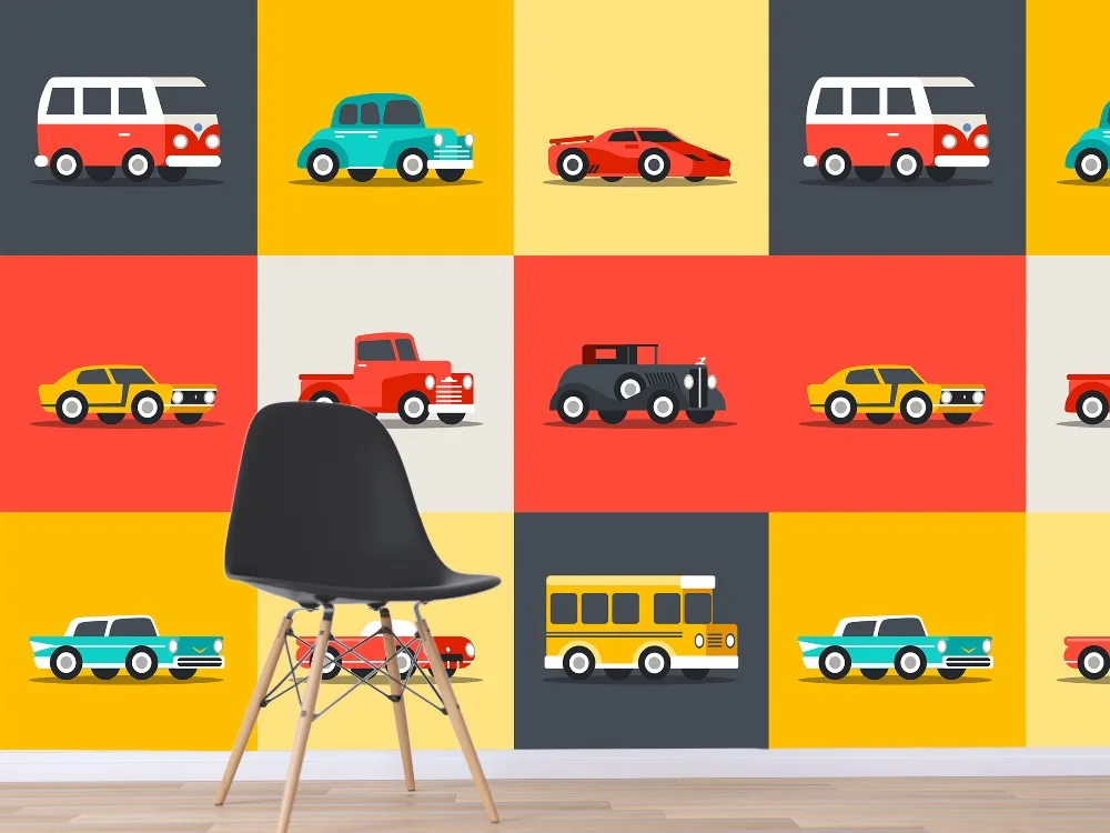 

[Self-Adhesive] 3D Different Color Car Cartoon 49 Wall Paper mural Wall Print Decal Wall Murals