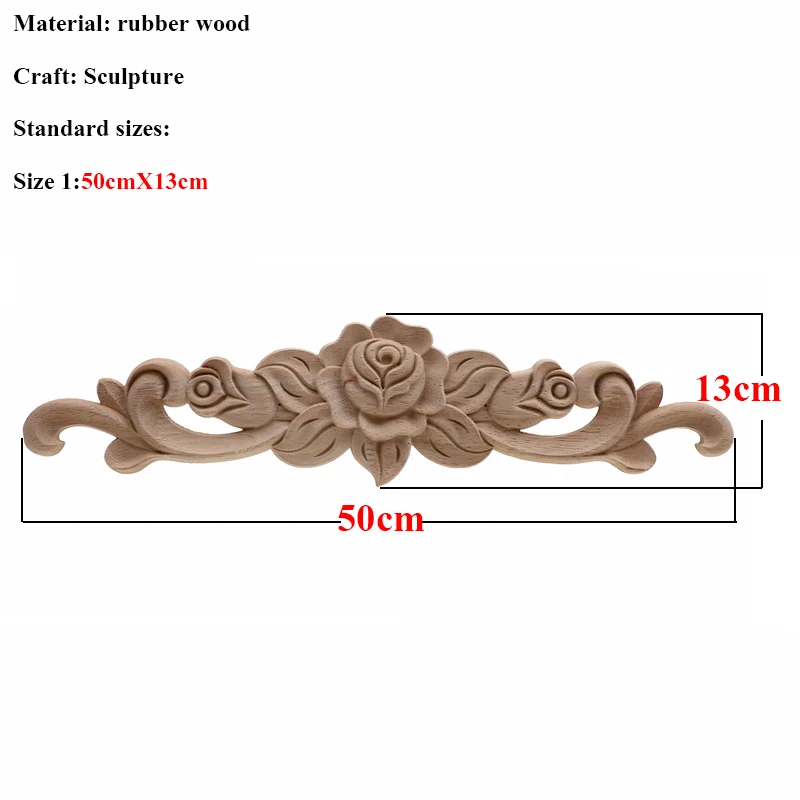 50cmX13cm VZLX уникальные натуральные цветочные деревянные резные фигурки, декоративные угловые Аппликации, рамка для стен, дверей, мебели, резьба по дереву - Цвет: 50cmX13cm