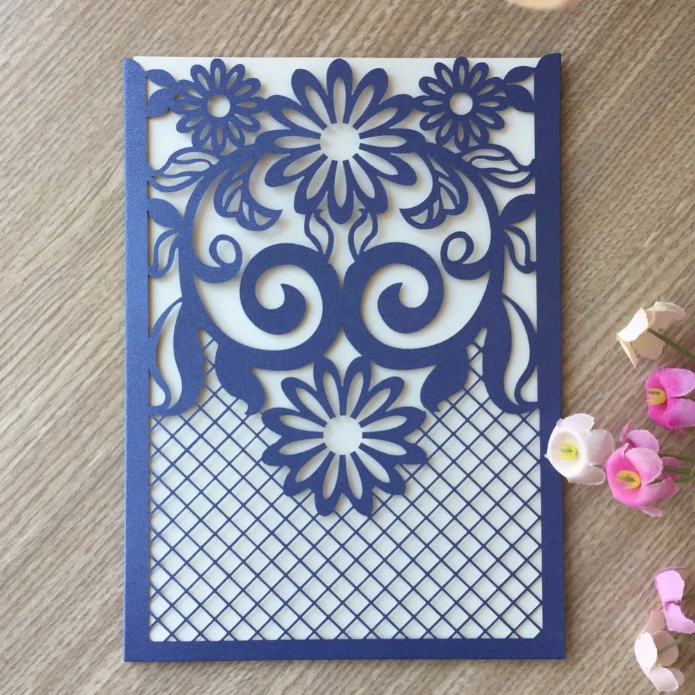 

50pcs New Chic Design Laser Cut Flower Invitations Cards Kits for Wedding Bridal Shower Birthday Invitation card Greeting card